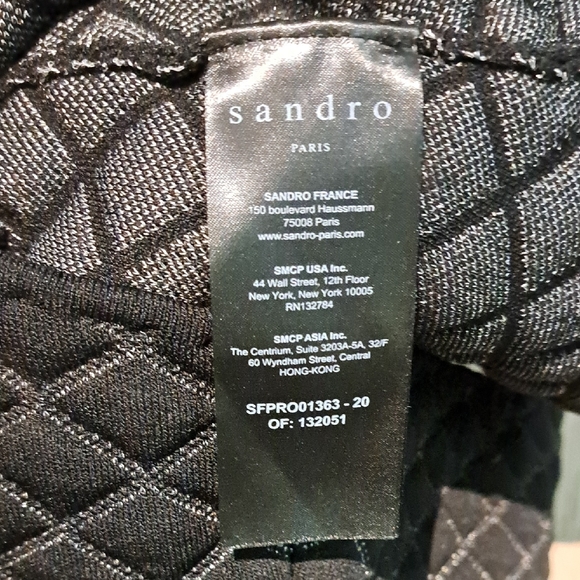 Sandro Black Quilted Mini Dress with Button Accents - Picture 3 of 4